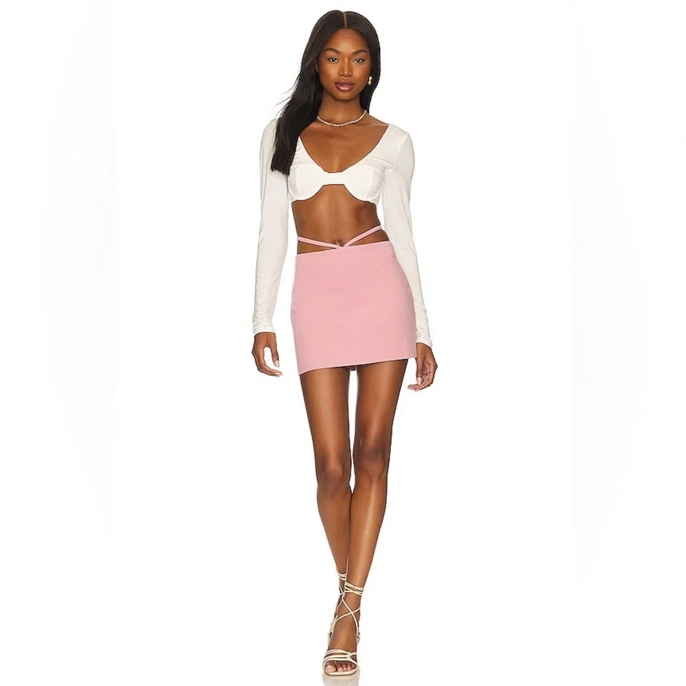 Superdown Pink Bodycon Mini Skirt with Waist Strap Detail – Size M NWT